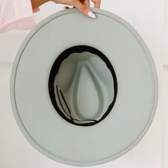 Fame Biggest Fan Geometric Strap Wide Brim Mint Fedora - Picture 5 of 5